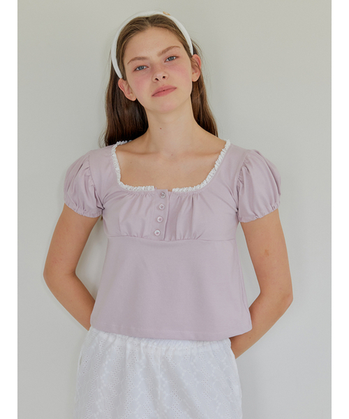 ANOETIC(アノエティック)の「PUFF LACE T-SHIRT_PINK(Tシャツ/カットソー・レディース・ピンク・FREE)」の2枚目の写真