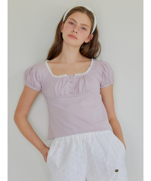 ANOETIC(アノエティック)の「PUFF LACE T-SHIRT_PINK(Tシャツ/カットソー・レディース・ピンク・FREE)」の3枚目の写真