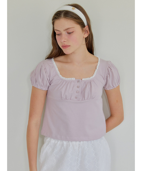 ANOETIC(アノエティック)の「PUFF LACE T-SHIRT_PINK(Tシャツ/カットソー・レディース・ピンク・FREE)」の4枚目の写真