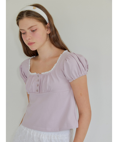 ANOETIC(アノエティック)の「PUFF LACE T-SHIRT_PINK(Tシャツ/カットソー・レディース・ピンク・FREE)」の5枚目の写真