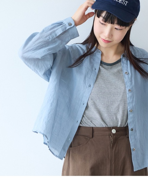 bulle de savon（ビュルデサボン）の「Ramie short ブラウス（シャツ/ブラウス・レディース・ブルーグレー/ブラウン/ミント/オレンジ・FREE）」の2枚目の写真