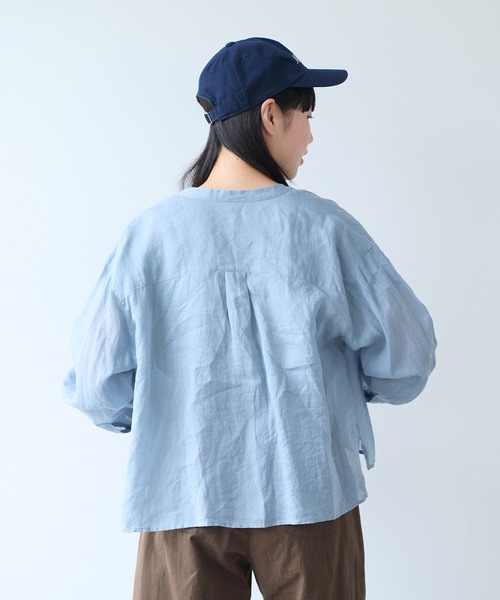 bulle de savon（ビュルデサボン）の「Ramie short ブラウス（シャツ/ブラウス・レディース・ブルーグレー/ブラウン/ミント/オレンジ・FREE）」の8枚目の写真