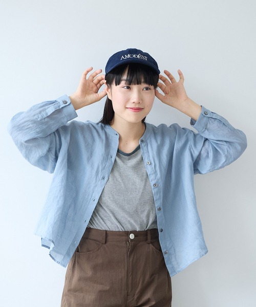 bulle de savon（ビュルデサボン）の「Ramie short ブラウス（シャツ/ブラウス・レディース・ブルーグレー/ブラウン/ミント/オレンジ・FREE）」の6枚目の写真