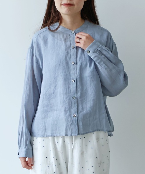 bulle de savon（ビュルデサボン）の「Ramie short ブラウス（シャツ/ブラウス・レディース・ブルーグレー/ブラウン/ミント/オレンジ・FREE）」の14枚目の写真