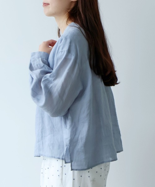 bulle de savon（ビュルデサボン）の「Ramie short ブラウス（シャツ/ブラウス・レディース・ブルーグレー/ブラウン/ミント/オレンジ・FREE）」の15枚目の写真