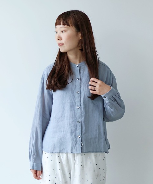 bulle de savon（ビュルデサボン）の「Ramie short ブラウス（シャツ/ブラウス・レディース・ブルーグレー/ブラウン/ミント/オレンジ・FREE）」の19枚目の写真