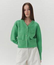 Pocket V-neck Knit Cardigan - Green