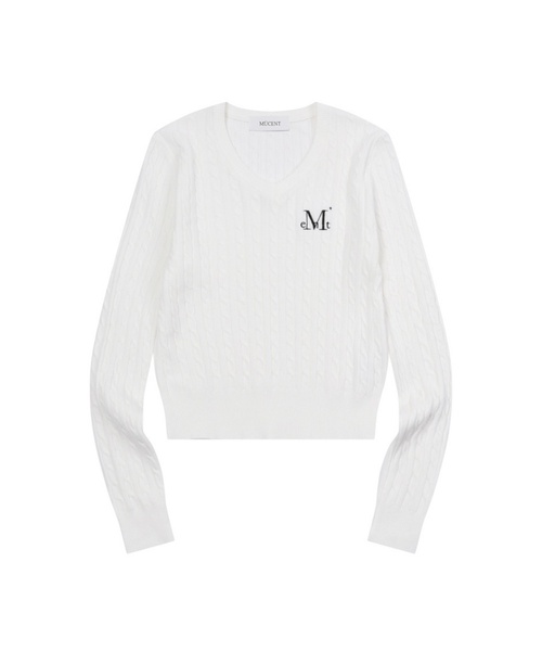 MUCENT（ムセント）の「プリムローズVネッククロップニット（7カラー）（ニット/セーター・レディース・ダークブラウン/ピンク/グリーン/ホワイト/ブラック/アイボリー/グレー・FREE）」の2枚目の写真