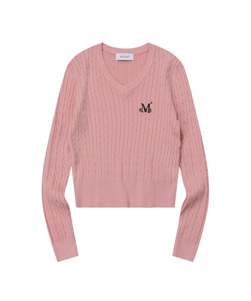 MUCENT（ムセント）の「プリムローズVネッククロップニット（7カラー）（ニット/セーター・レディース・ダークブラウン/ピンク/グリーン/ホワイト/ブラック/アイボリー/グレー・FREE）」の7枚目の写真