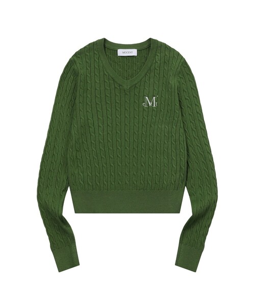 MUCENT（ムセント）の「プリムローズVネッククロップニット（7カラー）（ニット/セーター・レディース・ダークブラウン/ピンク/グリーン/ホワイト/ブラック/アイボリー/グレー・FREE）」の6枚目の写真
