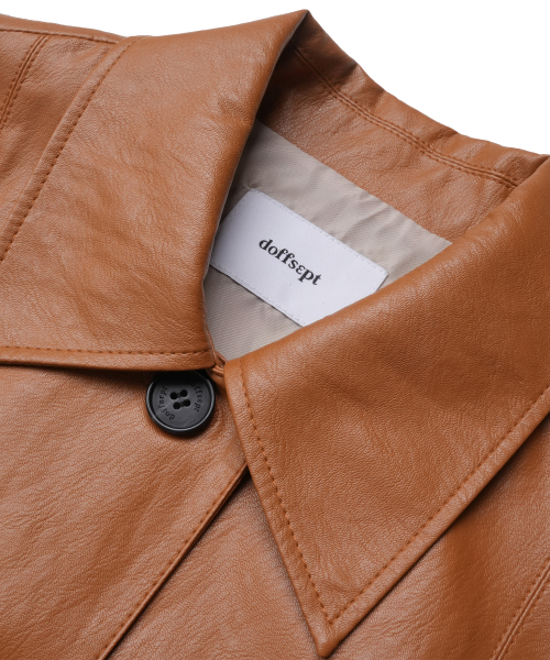 DOFFSEPT(ドフセプト)の「FAUX Leather Two Pocket Jacket in Camel(ライダースジャケット・レディース・その他・FREE)」の4枚目の写真