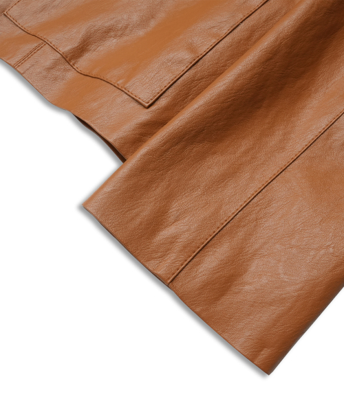 DOFFSEPT(ドフセプト)の「FAUX Leather Two Pocket Jacket in Camel(ライダースジャケット・レディース・その他・FREE)」の6枚目の写真