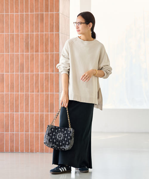 FRAMeWORK（フレームワーク）の「≪WEB限定 / 追加≫ラグランポンチョスエット 2（スウェット・レディース・グレー/ベージュ/スミクロ・FREE）」の13枚目の写真