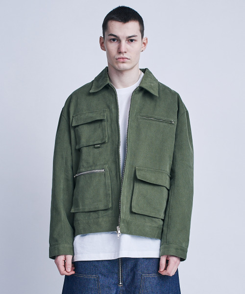 FDR(エフディーアール)の「3D Pocket Detail Work Trucker Jacket_Olive Khaki(デニムジャケット・メンズ・その他・LARGE/MEDIUM)」の1枚目の写真
