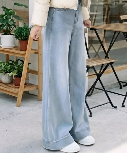 cammie(キャミー)の「ハイウエストバギーデニム(デニムパンツ・レディース・ライトブルー/ブルー・M/L)」の5枚目の写真