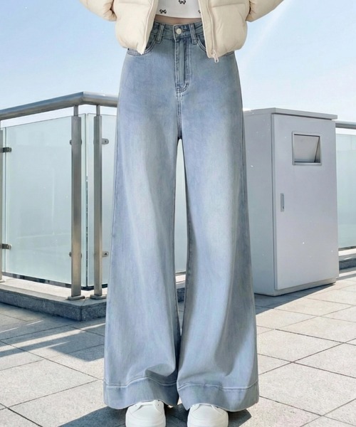cammie(キャミー)の「ハイウエストバギーデニム(デニムパンツ・レディース・ライトブルー/ブルー・M/L)」の12枚目の写真