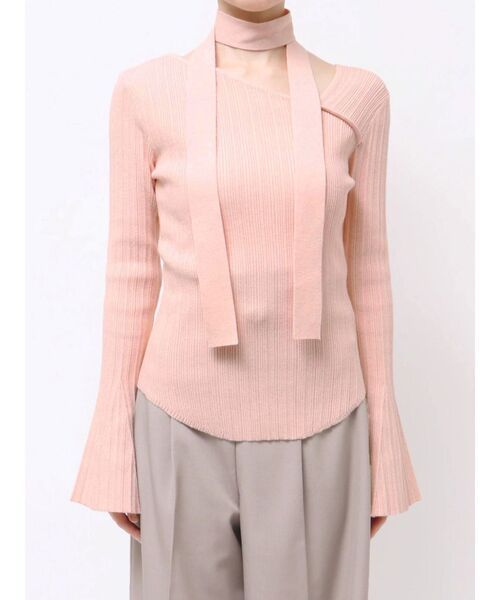 LAGUNAMOON(ラグナムーン)の「ボウタイアシンメトリーネックニットプルオーバー(ニット/セーター・レディース・アイボリー/ピンク/ブラック・FREE)」の5枚目の写真