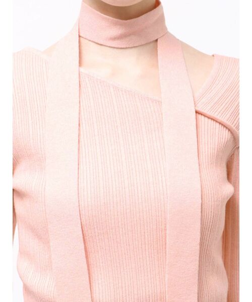 LAGUNAMOON(ラグナムーン)の「ボウタイアシンメトリーネックニットプルオーバー(ニット/セーター・レディース・アイボリー/ピンク/ブラック・FREE)」の8枚目の写真