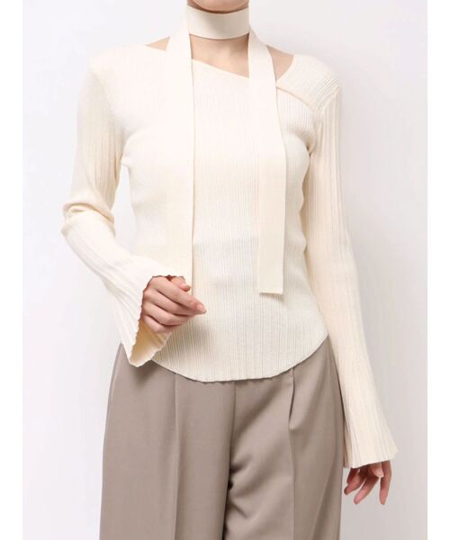 LAGUNAMOON(ラグナムーン)の「ボウタイアシンメトリーネックニットプルオーバー(ニット/セーター・レディース・アイボリー/ピンク/ブラック・FREE)」の17枚目の写真