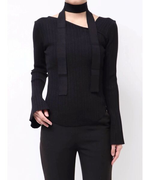 LAGUNAMOON(ラグナムーン)の「ボウタイアシンメトリーネックニットプルオーバー(ニット/セーター・レディース・アイボリー/ピンク/ブラック・FREE)」の18枚目の写真