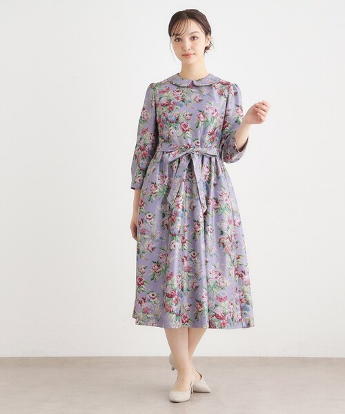 LAURA ASHLEY(ローラアシュレイ)の「【WEB限定/9分袖/M_LL 3サイズ】ペンブリー柄 シャンタンワンピース(ワンピース・レディース・パープル系1/ピンク系・40/38/42)」の4枚目の写真