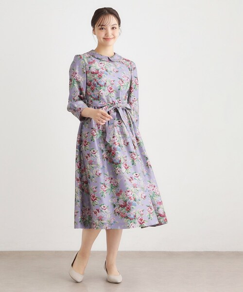 LAURA ASHLEY(ローラアシュレイ)の「【WEB限定/9分袖/M_LL 3サイズ】ペンブリー柄 シャンタンワンピース(ワンピース・レディース・パープル系1/ピンク系・40/38/42)」の5枚目の写真