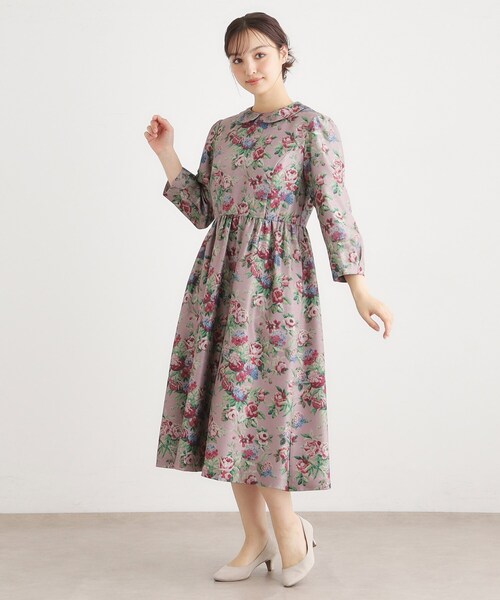 LAURA ASHLEY(ローラアシュレイ)の「【WEB限定/9分袖/M_LL 3サイズ】ペンブリー柄 シャンタンワンピース(ワンピース・レディース・パープル系1/ピンク系・40/38/42)」の11枚目の写真