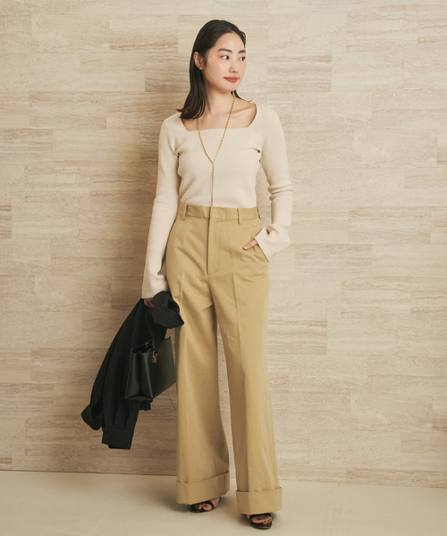 plage（プラージュ）の「Noil silk Square ニット（ニット/セーター・レディース・アイボリー/ブラック・FREE）」の4枚目の写真