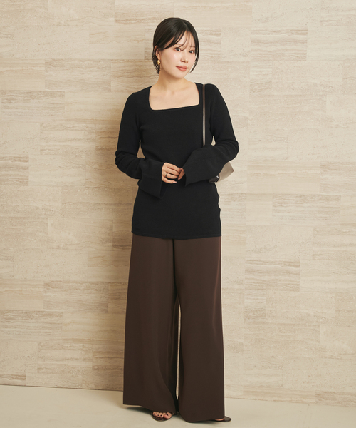 plage（プラージュ）の「Noil silk Square ニット（ニット/セーター・レディース・アイボリー/ブラック・FREE）」の5枚目の写真