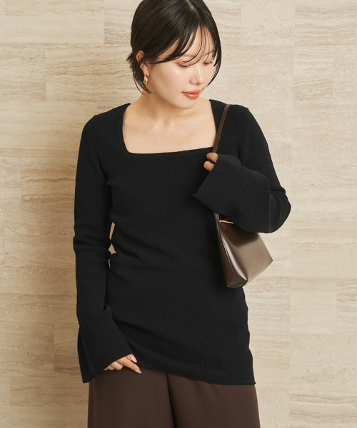 plage（プラージュ）の「Noil silk Square ニット（ニット/セーター・レディース・アイボリー/ブラック・FREE）」の8枚目の写真