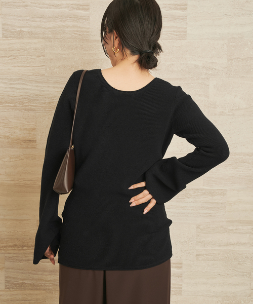 plage（プラージュ）の「Noil silk Square ニット（ニット/セーター・レディース・アイボリー/ブラック・FREE）」の11枚目の写真