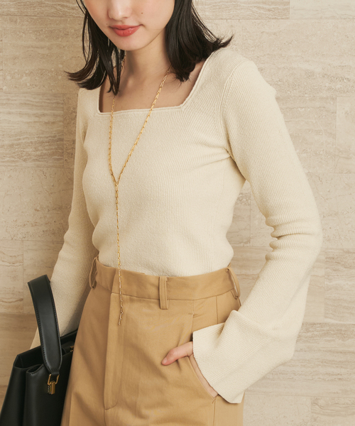 plage（プラージュ）の「Noil silk Square ニット（ニット/セーター・レディース・アイボリー/ブラック・FREE）」の15枚目の写真