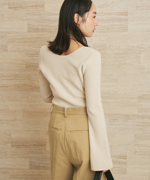 plage（プラージュ）の「Noil silk Square ニット（ニット/セーター・レディース・アイボリー/ブラック・FREE）」の17枚目の写真