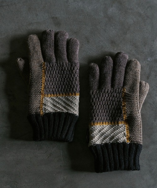 KATHARINE HAMNETT LONDON （キャサリンハムネットロンドン）の「KATHARINE HAMNETT LONDON/キャサリンハムネットロンドン クレイジーパターン手袋 KHM-3025（手袋・メンズ・ネイビー/ブラック/ブラウン/グレー・FREE）」の4枚目の写真