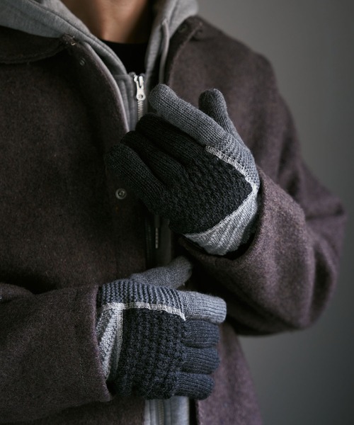 KATHARINE HAMNETT LONDON （キャサリンハムネットロンドン）の「KATHARINE HAMNETT LONDON/キャサリンハムネットロンドン クレイジーパターン手袋 KHM-3025（手袋・メンズ・ネイビー/ブラック/ブラウン/グレー・FREE）」の3枚目の写真