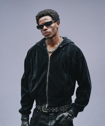 ANDER HUNK | Velours Short Zip-up Parker / ベロアショートジップアップパーカー(パーカー)