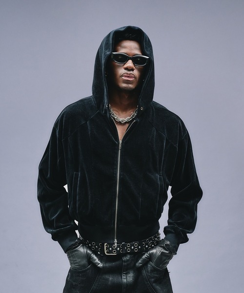 ANDER HUNK（アンダーハンク）の「Velours Short Zip-up Parker / ベロアショートジップアップパーカー（パーカー・メンズ・その他/ブラック・LARGE/MEDIUM）」の6枚目の写真