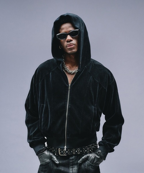 ANDER HUNK（アンダーハンク）の「Velours Short Zip-up Parker / ベロアショートジップアップパーカー（パーカー・メンズ・その他/ブラック・LARGE/MEDIUM）」の7枚目の写真