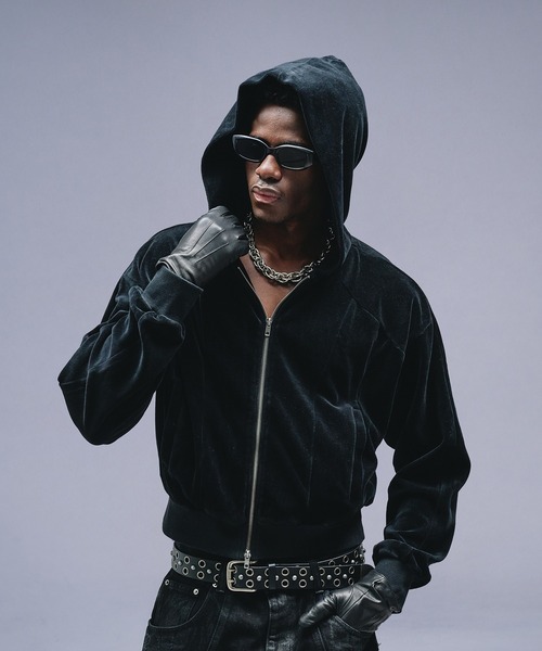 ANDER HUNK（アンダーハンク）の「Velours Short Zip-up Parker / ベロアショートジップアップパーカー（パーカー・メンズ・その他/ブラック・LARGE/MEDIUM）」の8枚目の写真