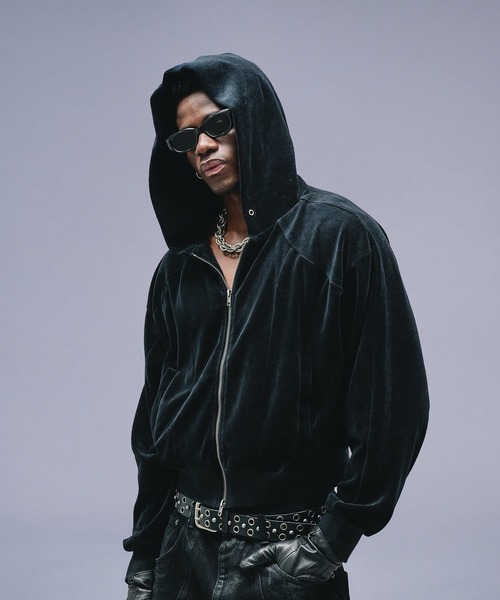 ANDER HUNK（アンダーハンク）の「Velours Short Zip-up Parker / ベロアショートジップアップパーカー（パーカー・メンズ・その他/ブラック・LARGE/MEDIUM）」の9枚目の写真