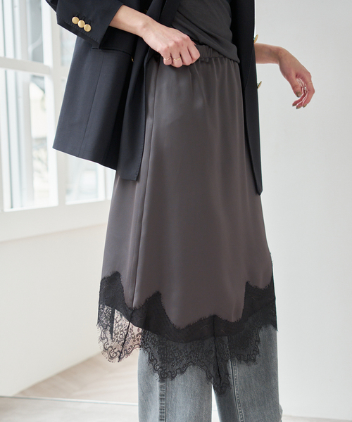 レースサテンスカート（スカート）｜Spick & Span（スピックアンド