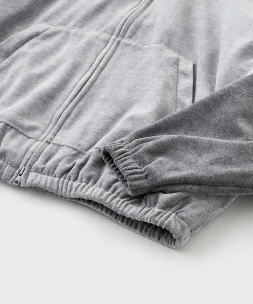 TIGHTBOOTH PRODUCTION（タイトブースプロダクション）の「TBPR / タイトブースプロダクション VELOUR PIPING HOODED JKT（パーカー・メンズ・グレー・MEDIUM）」の3枚目の写真