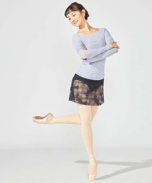 Chacott（チャコット）の「【ノーソーイングニット】クリスタルバレリーナネックニット（ニット/セーター・レディース・ライトブルー/グレー・M）」の3枚目の写真