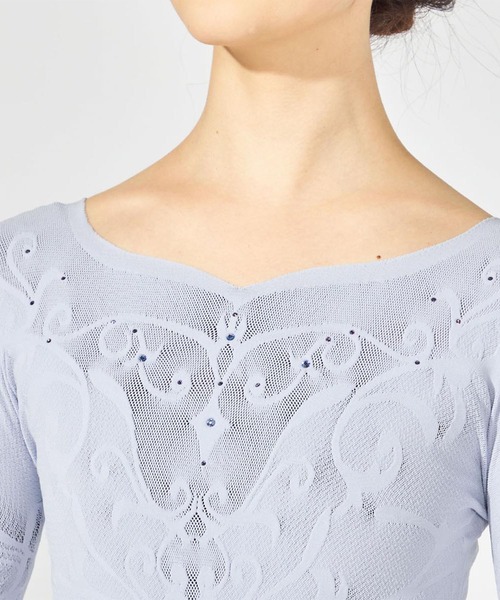 Chacott（チャコット）の「【ノーソーイングニット】クリスタルバレリーナネックニット（ニット/セーター・レディース・ライトブルー/グレー・M）」の10枚目の写真