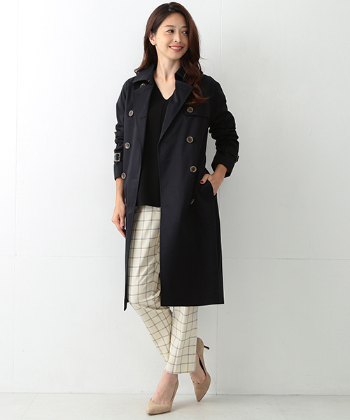 Demi-Luxe BEAMS（デミルクス ビームス）の「Demi-Luxe BEAMS / ハイカウント ツイルトレンチコート（トレンチコート・レディース・ベージュ/ネイビー・36/38）」の2枚目の写真