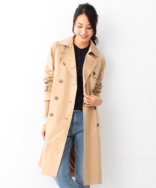 Demi-Luxe BEAMS（デミルクス ビームス）の「Demi-Luxe BEAMS / ハイカウント ツイルトレンチコート（トレンチコート・レディース・ベージュ/ネイビー・36/38）」の10枚目の写真