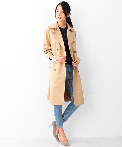 Demi-Luxe BEAMS（デミルクス ビームス）の「Demi-Luxe BEAMS / ハイカウント ツイルトレンチコート（トレンチコート・レディース・ベージュ/ネイビー・36/38）」の8枚目の写真