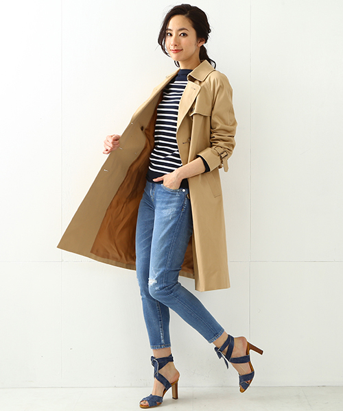 Demi-Luxe BEAMS（デミルクス ビームス）の「Demi-Luxe BEAMS / ハイカウント ツイルトレンチコート（トレンチコート・レディース・ベージュ/ネイビー・36/38）」の21枚目の写真