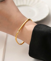 Rennet（レネット）の「【 金属アレルギー対応 】 ステンレス ジルコニアストーンスクエアバングル（バングル/リストバンド）」