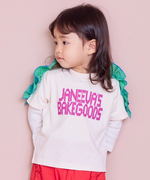 MARKEY'S(マーキーズ)の「チェックショルダーフリルTシャツ(Tシャツ/カットソー・キッズ・オレンジ/オフホワイト/ライトブルー・90/100/110/120/130/140/150)」の12枚目の写真